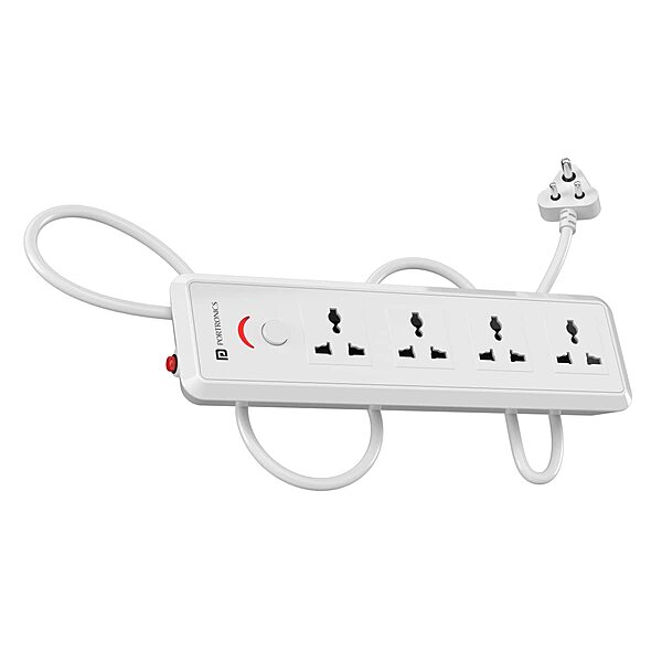 Portronics Power Plate 11 Extension Board – 4 Sockets, 1500W, 2m Cord, White
