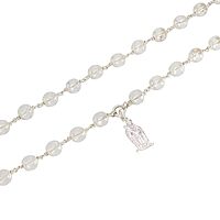 Silver Sphatika Mala with Murugan Pendant | Pure Crystal Beads