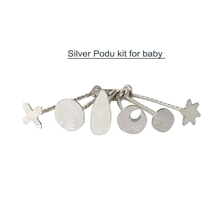 silver gift set for Born Babies- silver (Anklet/Kolusu, Hip Chian/Arunaal, Feeder/Paladai, Bindhi/pottu Kit)