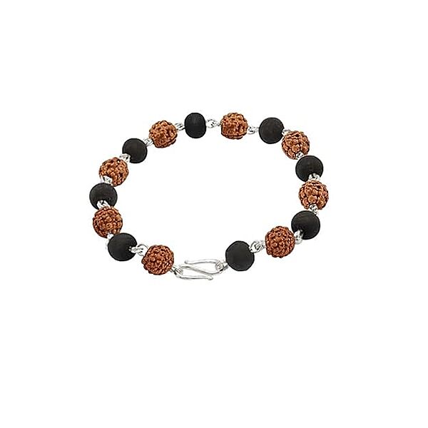 925 Sterling Silver Handmade Tied Rudraksha and Karungali Bracelet