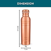 Borosil Chakra Copper Water Bottle, 100% Copper, Leak-proof, For Everyday Use, 1 L, Bronze