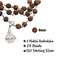 925 Silver Tied Rudraksha Mala Ruthratcham |Arch Ayyappan Pendant Silver ,Certified