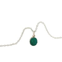 Sterling Silver Chain with Green Stone Pendant