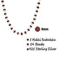 925 Sterling Silver Rudraksha Mala Panch Mukhi 5 Mukhi Five Face 54 Beads