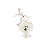 Silver Peacock Kumkum chimizh/Holder