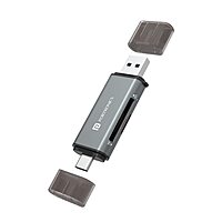Portronics Mport 30 Card Reader – USB Type C & A Hub Adapter | SD & Micro SD Support | Grey
