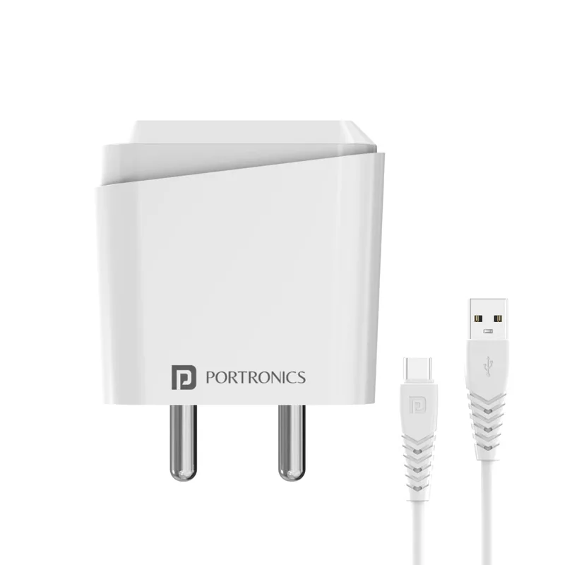 Portronics Adapto 40C This 18W USB charger comes with a Type-C cable, ensuring fast and efficient charging for all your gadgets. Compact and reliable!