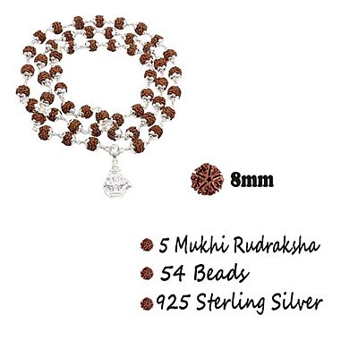 925 Silver Tied Rudraksha Mala Ruthratcham |Arch Ayyappan Pendant Silver ,Certified 925 Silver Tied Rudraksha Mala Ruthratcham |Arch Ayyappan Pendant Silver ,Certified