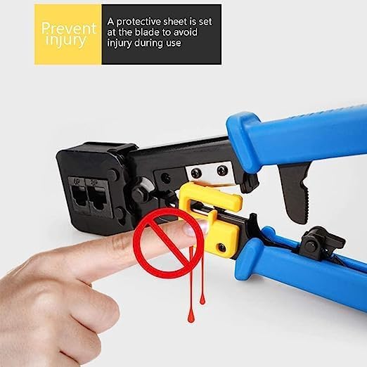 EZ RJ45 Crimping Tool with Round Cable Stripper Professional Pass Through Crimper for Cat5/Cat5e/Cat6/RJ11/RJ12 Connectors EZ RJ45 Crimping Tool with Round Cable Stripper Professional Pass Through Crimper for Cat5/Cat5e/Cat6/RJ11/RJ12 Connectors
