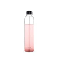 Borosil Crysto Slim Glass Water Bottle, Water Bottle for Fridge, Borosilicate Glass, Extreme Temperature Resistant, For Hot & Cold Water, Milk, Lassi, Juice, Black Lid, 550 ml, Stylish & Transparent