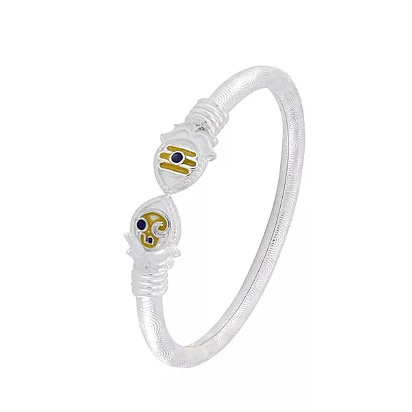Silver Handmade Adjustable Vel Kada for Men Sterling Silver Murugan Inspired Bracelet