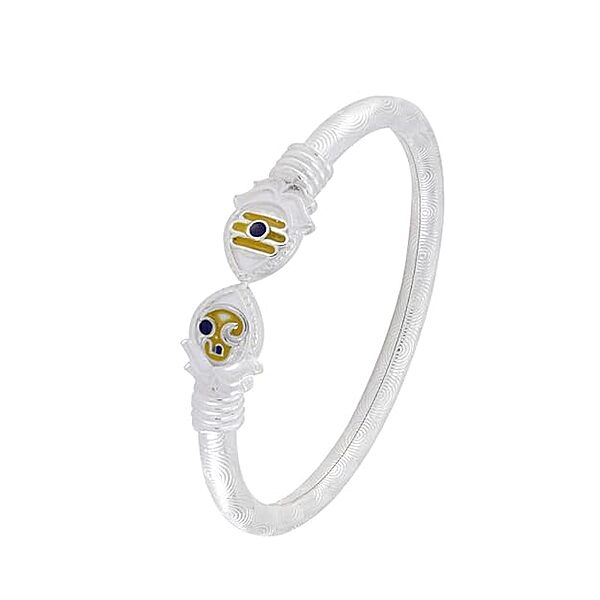 Silver Handmade Adjustable Vel Kada for Men Sterling Silver Murugan Inspired Bracelet