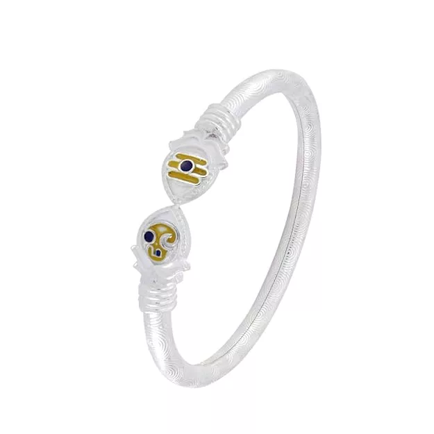 Silver Handmade Adjustable Vel Kada for Men Sterling Silver Murugan Inspired Bracelet
