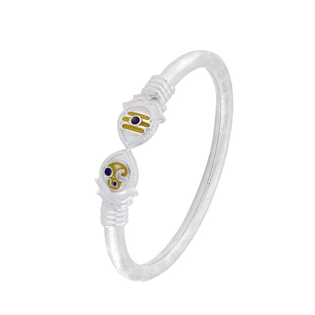 Silver Handmade Adjustable Vel Kada for Men Sterling Silver Murugan Inspired Bracelet