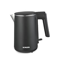 Borosil Cooltouch Electric Kettle, Stainless Steel Inner Body, Boil Water For Tea, Coffee, Soup, 1 L,