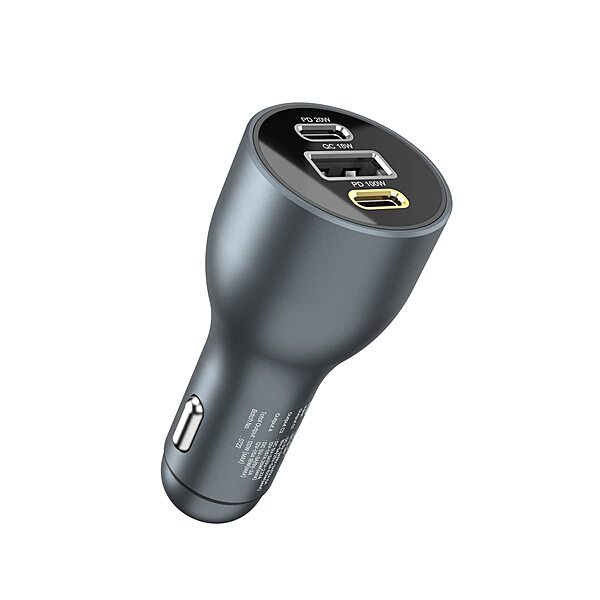 Portronics 120W Car Charger | 3-Port Fast Charging + PD | Charge multiple devices quickly | Compact design | Ideal for road trips | Compatible with various devices | Safe and efficient charging.