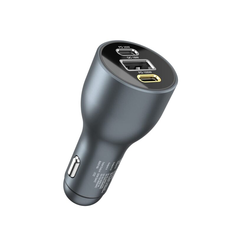 Portronics 120W Car Charger | 3-Port Fast Charging + PD | Charge multiple devices quickly | Compact design | Ideal for road trips | Compatible with various devices | Safe and efficient charging.
