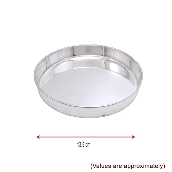 Silver Plain Plate for Pooja,Home (13.3CM)