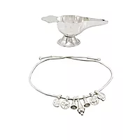 Sterling silver gift set for Born Babies-(Hip chain/Arunaakodi, Feeder/Paladai)