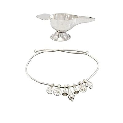 Sterling silver gift set for Born Babies-(Hip chain/Arunaakodi, Feeder/Paladai) Sterling silver gift set for Born Babies-(Hip chain/Arunaakodi, Feeder/Paladai)