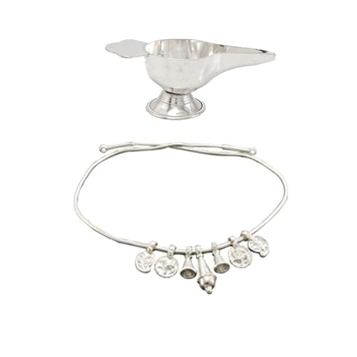 Sterling silver gift set for Born Babies-(Hip chain/Arunaakodi, Feeder/Paladai)