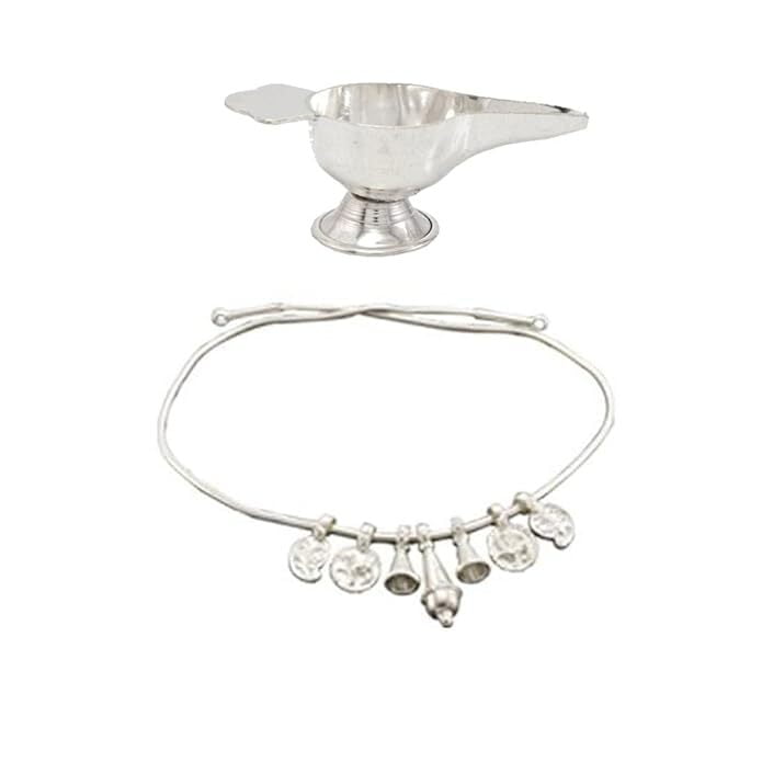 Sterling silver gift set for Born Babies-(Hip chain/Arunaakodi, Feeder/Paladai)