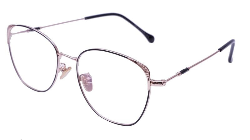 Female Medium Square Spectacle Frame. Rose Gold & Black Frame Female Medium Square Spectacle Frame. Rose Gold & Black Frame