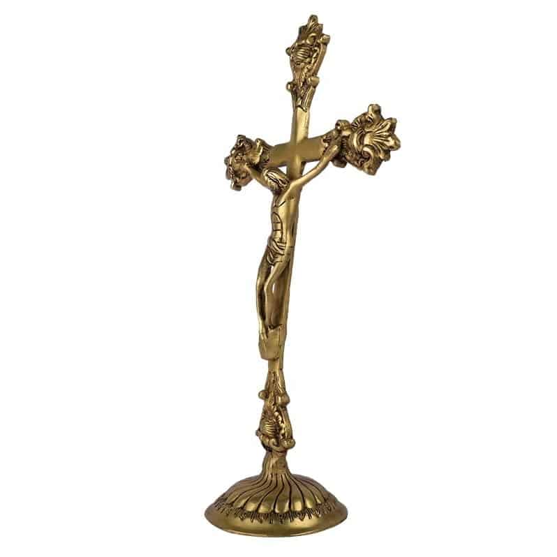 Brass Jesus Christ Cross - 13 inch Height | Symbol of Faith