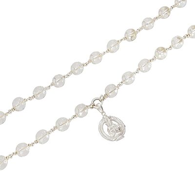 Sphatika Mala with Ayyappan (Iyyappan) Pendant – Pure Quartz Crystal Mala