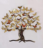DAD Metal Butterfly Tree Wall Art Sculpture for Living Room, Bedroom, Office - Size (37x2x33 Inches)
