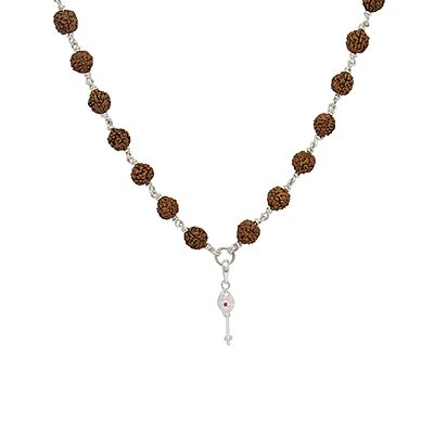 Original Rudraksha Mala in Silver with Vel Pendant Certified