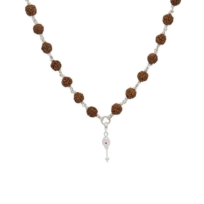 Original Rudraksha Mala in Silver with Vel Pendant Certified