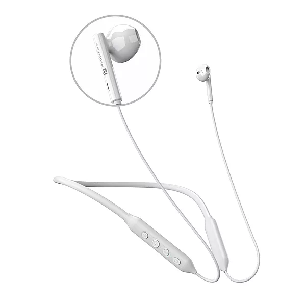 Portronics Harmonics Z5 – Bluetooth Headset, 33Hrs Playtime, Crisp Sound, Comfortable Fit, Sleek Design, Ideal for Music & Calls, Easy Controls, Lightweight, Perfect for Daily Use, White Color.