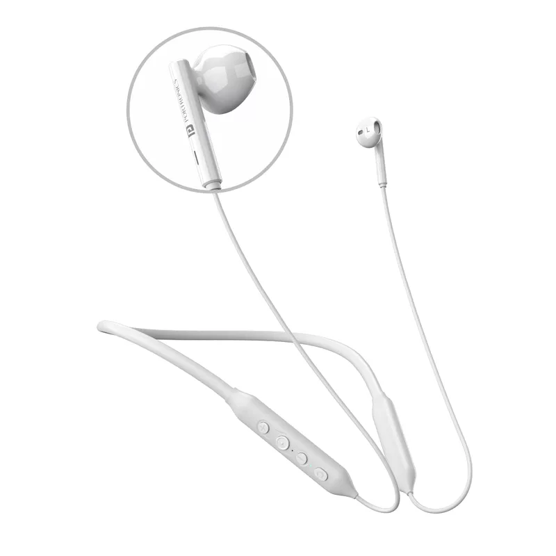 Portronics Harmonics Z5 – Bluetooth Headset, 33Hrs Playtime, Crisp Sound, Comfortable Fit, Sleek Design, Ideal for Music & Calls, Easy Controls, Lightweight, Perfect for Daily Use, White Color.