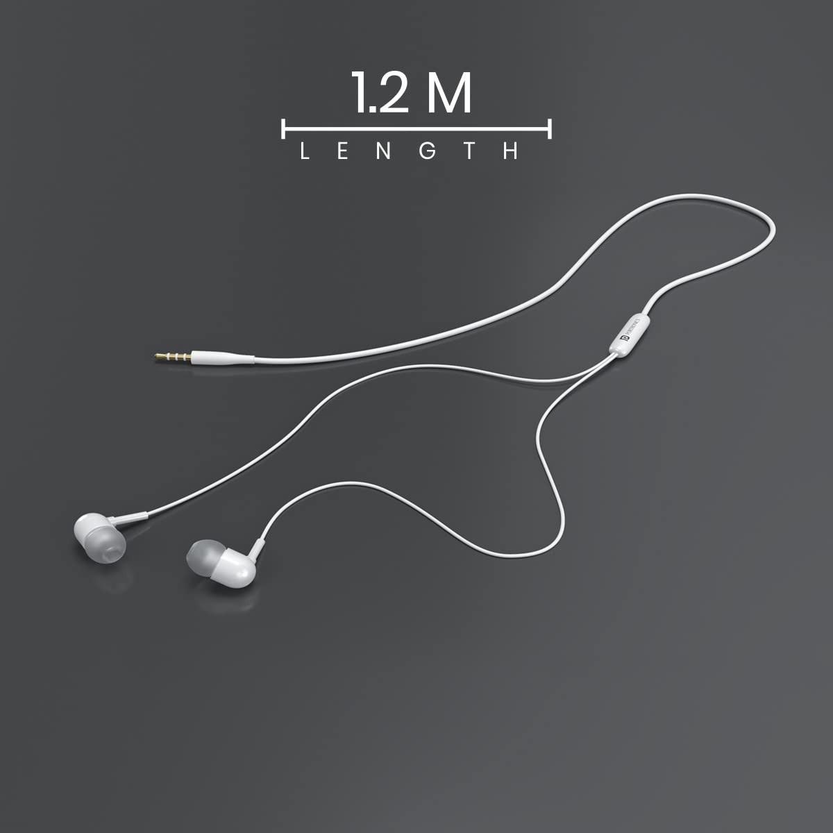 Portronics Conch Sigma A – 3.5mm Earphones with Mic, featuring a sleek white design, delivering clear sound quality and comfortable fit for an enhanced audio experience on the go.