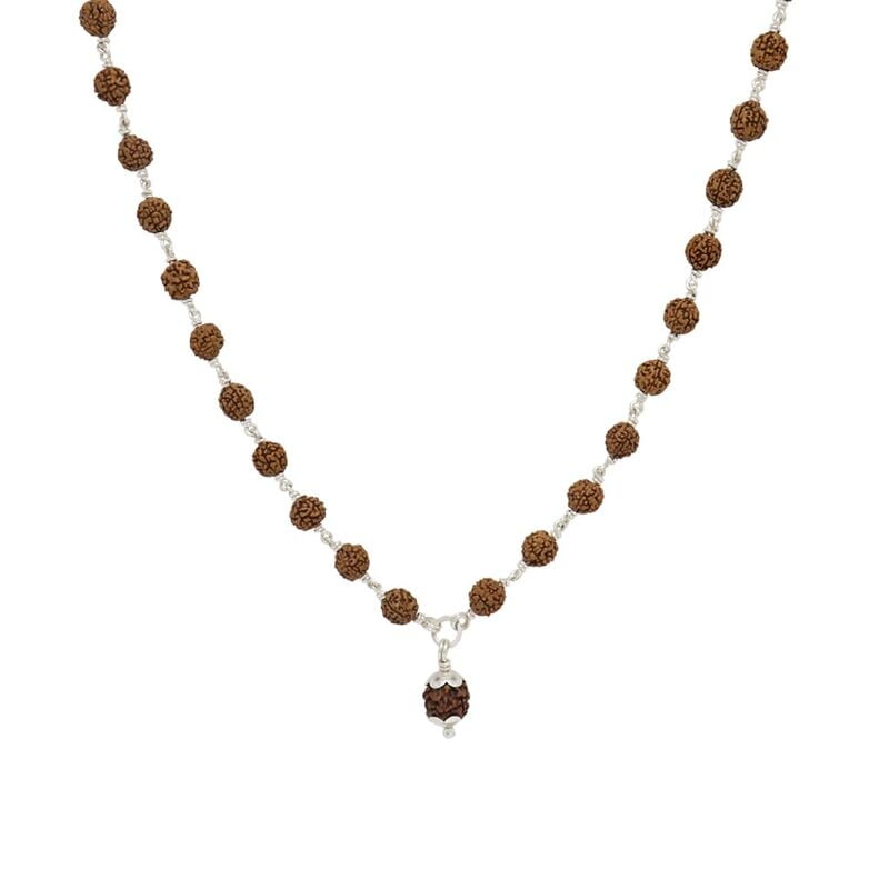 Silver Tied Rudraksha Mala