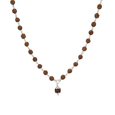 Silver tied Rudraksha Mala With Ruthratcham Pendant|With Certificate