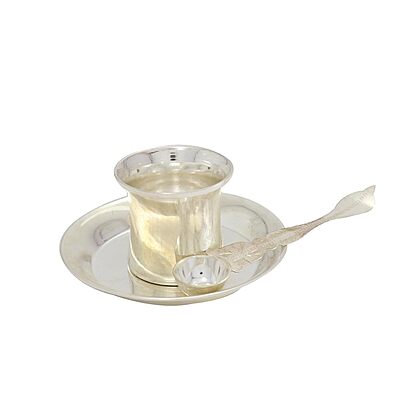 Sterling Silver Pancha Pathira with Plate Utharani Spoon with Thali panchapatra Panchamrutha Set