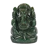 Ganesha Idol Crystal Stone Green Aventurine Ganesh Lord God Ganpati Statue for Car Dashboard, Pooja, Home Decor, Gift and Showpiece