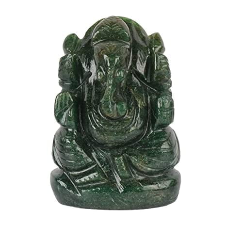 Ganesha Idol Crystal Stone Green Aventurine Ganesh  Lord God Ganpati Statue for Car Dashboard, Pooja, Home Decor, Gift and Showpiece