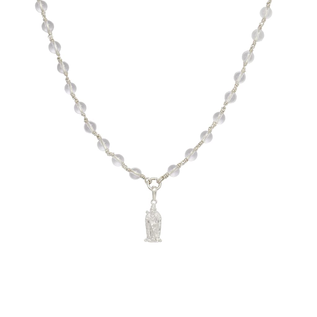 Silver Tied Spatik Mala with Murugan Pendent/Dollar
