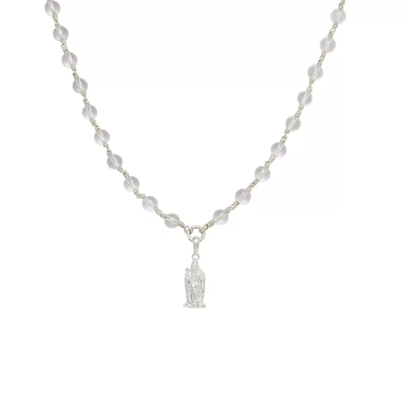 Silver Tied Spatik Mala with Murugan Pendent/Dollar