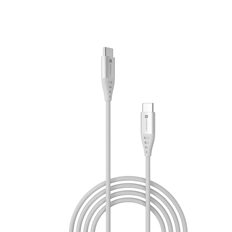 POR 1647 Konnect C1 C-C – 20W USB-C to USB-C Braided Cable | 1M | White | 06 Months