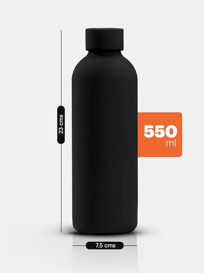 Rubber Coated Steel Flask - Black