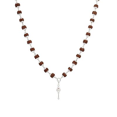 Original Rudraksha Mala in Silver with Vel Pendant Certified