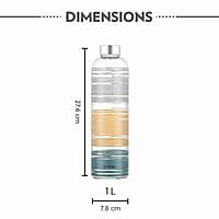 Borosil Artisan Series Glance 1000 ml Narrow Mouth Glass Bottle with Metal Lid | 100% Borosilicate, Fridge Safe, Leakproof, Easy to Carry | Store Water, Lassi, Juice, Smoothies | Dishwasher Safe