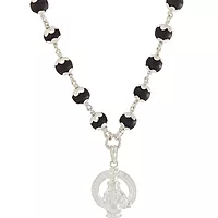 Original Karungali Mala with Silver Ayyappan Pendant β Spiritual Black Wood Mala