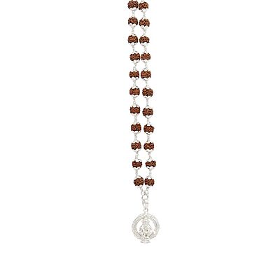 925 Silver Tied Rudraksha Mala Ruthratcham |Ayyappan Pendant Silver ,Certified 925 Silver Tied Rudraksha Mala Ruthratcham |Ayyappan Pendant Silver ,Certified