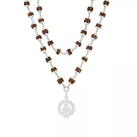 925 Silver Tied Rudraksha Mala Ruthratcham |Ayyappan Pendant Silver ,Certified