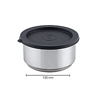 Borosil - Carry Fresh Stainless Steel Insulated Lunch Box Set of 3, (2pcs 280 ml + 1pcs 180 ml), Black